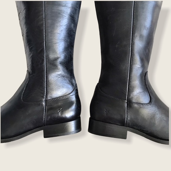 Frye Melissa Button Black Leather Knee High Boot - Picture 14 of 16